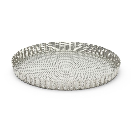 Perforált tortaforma, sütőpapírral, rozsdamentes acél, 28 cm - de Buyer