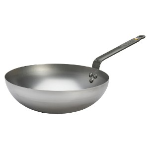 Kerek wok, acél, 28 cm, "Mineral B" - de Buyer