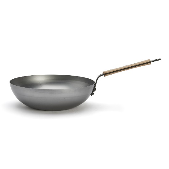 Kerek wok, acél, 28 cm, "Mineral B Bois" - de Buyer