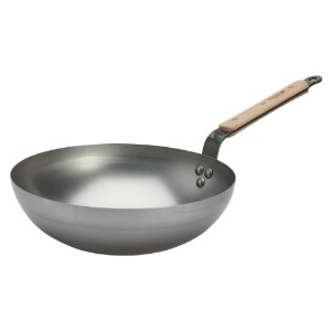 Kerek wok, acél, 28 cm, "Mineral B Bois" - de Buyer