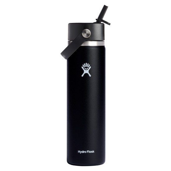 Hőszigetelő palack, rozsdamentes acél, 710 ml, "Wide Straw", fekete - Hydro Flask