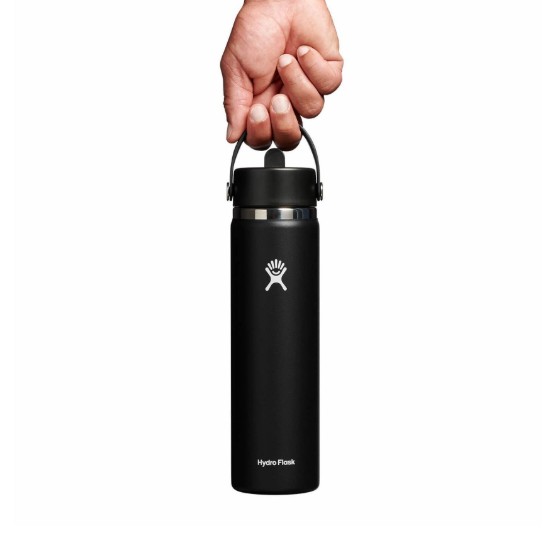 Hőszigetelő palack, rozsdamentes acél, 710 ml, "Wide Straw", fekete - Hydro Flask