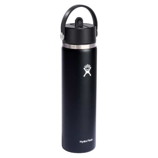 Hőszigetelő palack, rozsdamentes acél, 710 ml, "Wide Straw", fekete - Hydro Flask