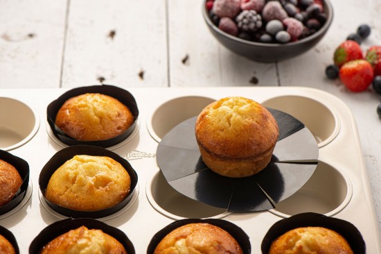 12 db újrafelhasználható sütőlap készlet muffinokhoz, üvegszálas, 5 × 5 cm - NoStik