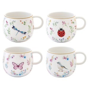 Bögre, porcelán, 400 ml, dombornyomott kivitel, "Fancy Garden" - Easy Life