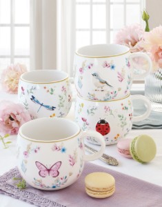 Bögre, porcelán, 400 ml, dombornyomott kivitel, "Fancy Garden" - Nuova R2S