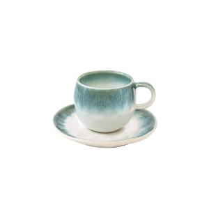 Kávéscsésze csészealjjal, porcelán, 120 ml, zöld, "Nuances" - Nuova R2S