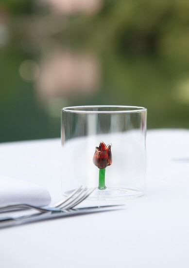 Belső díszítésű ivópohár, boroszilikát üveg, 250 ml, tulipán - WD Lifestyle