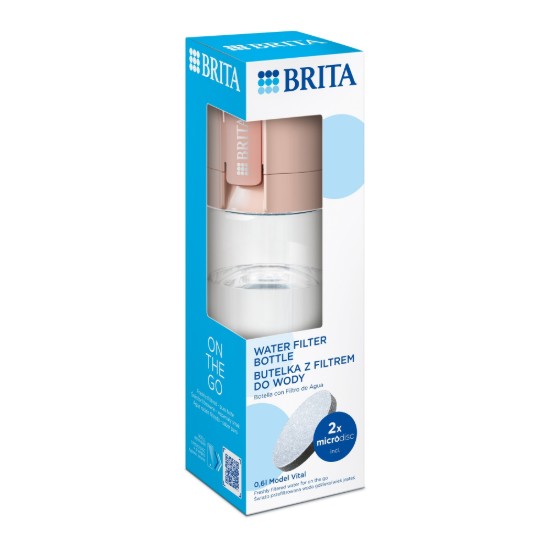 BRITA Vital vízszűrős kulacs, 600 ml (barack) + 2db microdisc