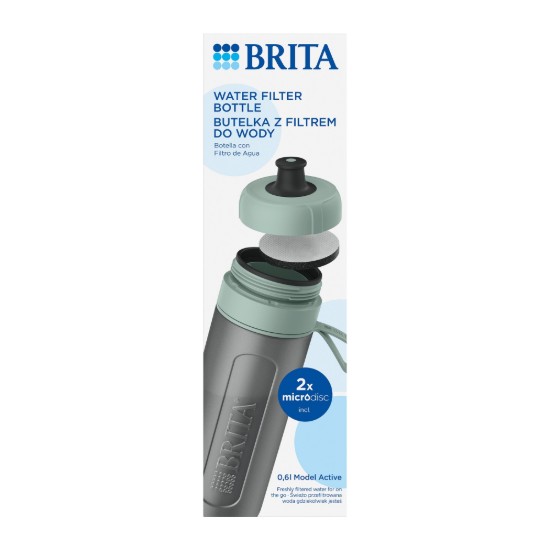 BRITA vízszűrő palack Active 600 ml (sötétzöld) + 2 MicroDisc szűrő