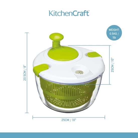 Saláta fonó, 25 cm, műanyag - Kitchen Craft