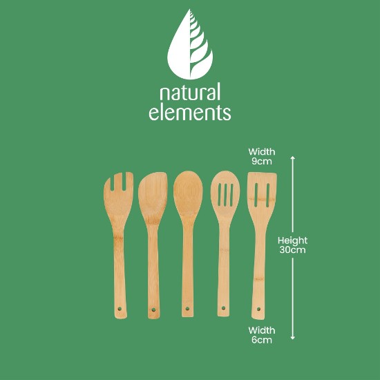 5 részes edénykészlet, 36 cm, bambusz, "Natural Elements" - Kitchen Craft