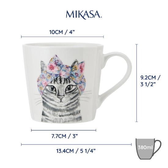 Porcelán bögre, 380 ml, macska design - Mikasa