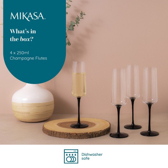 4 db kristályos üvegből készült pezsgőspohár készlet, 250 ml, "Palermo" - Mikasa