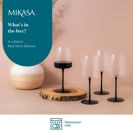 4 vörösboros pohárból álló készlet, kristályos üvegből, 450 ml, "Palermo" - Mikasa