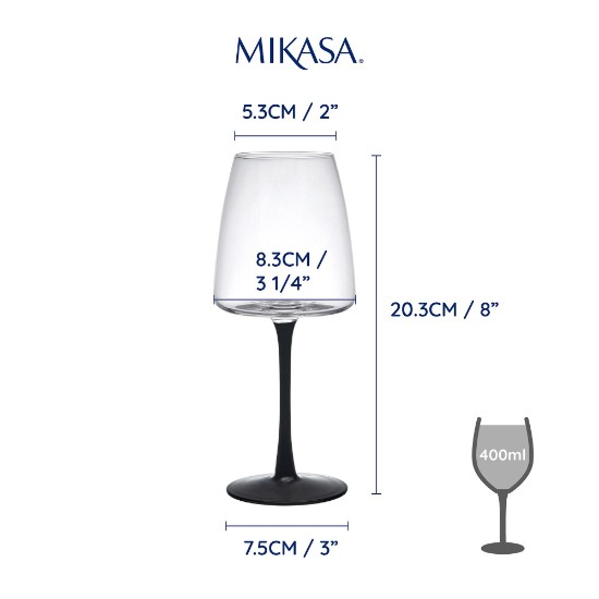 4 fehérboros pohárból álló készlet, kristályos üvegből, 400 ml, "Palermo" - Mikasa