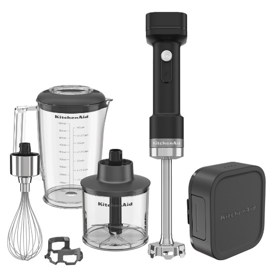 Kézi turmixgép tartozékokkal Go Cordless, akkumulátorral, matt fekete - KitchenAid