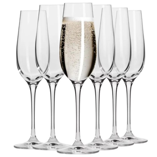 6 darabos pezsgőspohár készlet, kristályüveg, 180ml, "Harmony" - Krosno