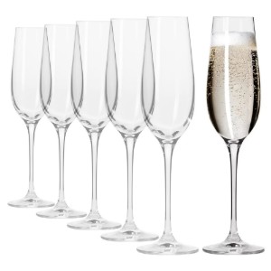 6 részes pezsgőspohár készlet, kristályos üvegből, 180 ml, "Harmony" - Krosno
