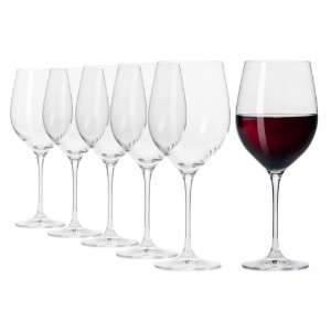 6 db-os vörösboros pohár készlet, kristályos üveg, 450ml, "Harmony" - Krosno