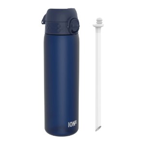 "SLIM" vizes palack, szívószállal, recyclon, 500 ml, Navy - Ion8