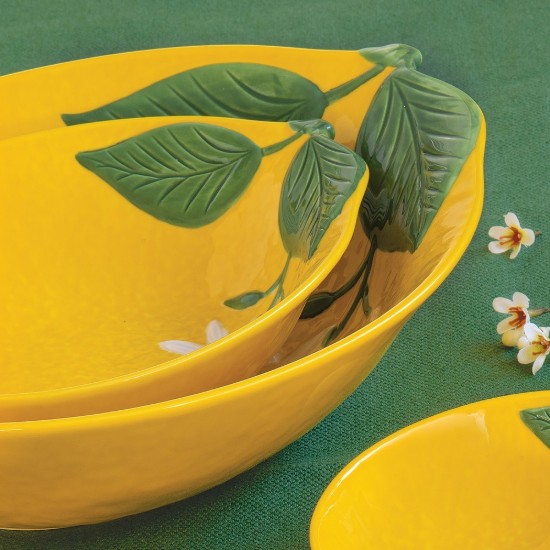 Tál, porcelán, 22 x 16 cm, "Fleurs et Citrons" - Easy Life