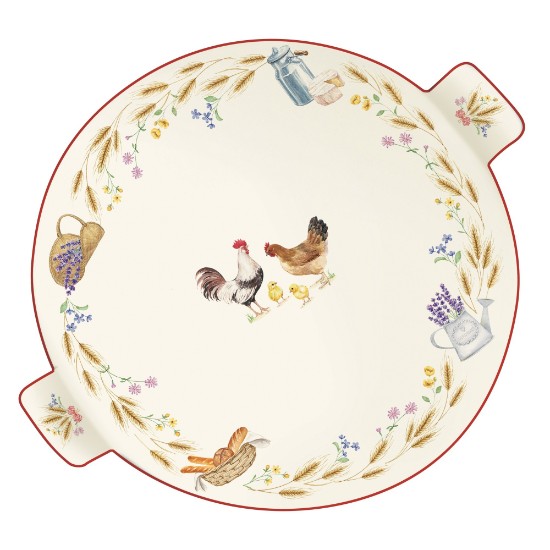 Sajttál, fogantyúval, porcelán, 30 cm, "Country Life" - Nuova R2S