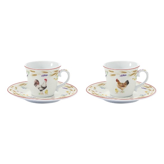 2 kávéscsésze csészealjjal, porcelán, 80 ml, "Country Life" - Nuova R2S