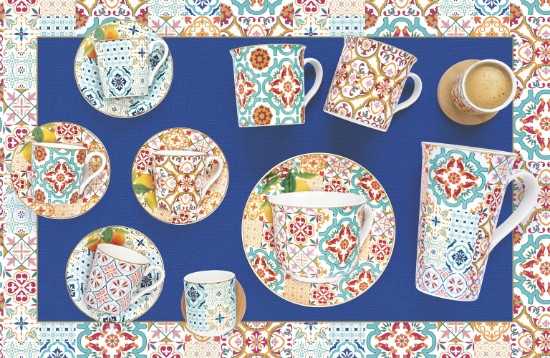 Porcelán teáskanna, 600 ml, infúzióval és 2 csészével, "Siracusa" - Easy Life