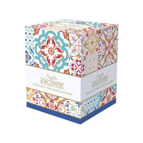 Porcelán bögre, 350 ml, tetővel és infúzióval, "Siracusa" - Easy Life