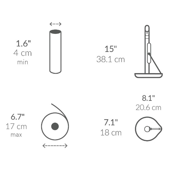 Papírtörlőtekercs tartó permetező pumpával, 38,1 cm, Fekete - simplehuman