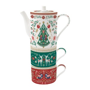 Tálalókészlet, 3 részes, porcelán, "Christmas Folk" - Easy Life