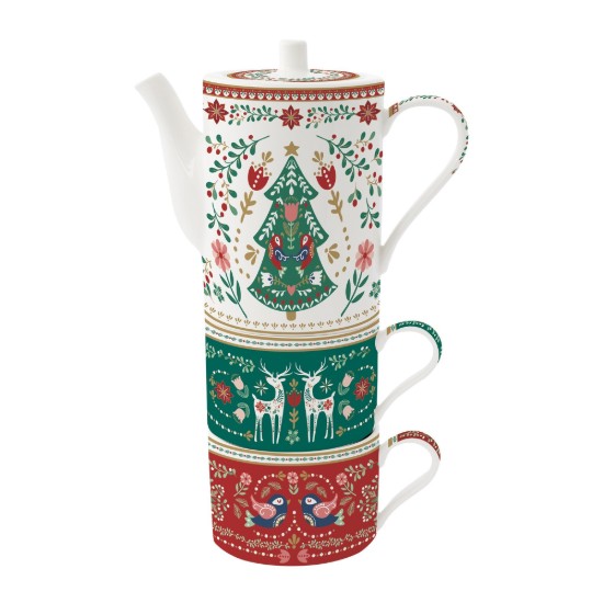 Tálalókészlet, 3 részes, porcelán, "Christmas Folk" - Easy Life