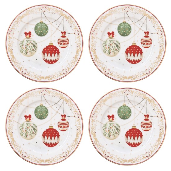 4 részes desszert tányér szett, porcelán, 19cm, "Christmas Eve" - ​​Easy Life