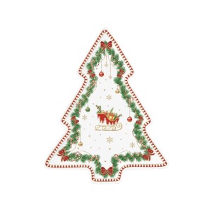 Karácsonyfa alakú porcelán tál, 25,5 x 20,5 cm, "Magie de Noel" - Easy Life
