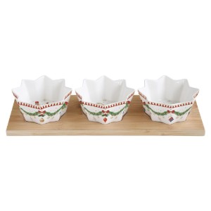 3 részes előétel tál készlet, bambusz tálcával, "Magie de Noel" - Easy Life