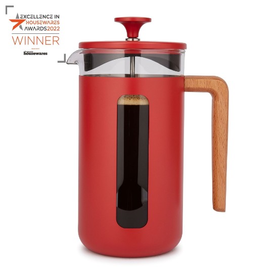 Boroszilikát üvegből készült kávéfőző, 1L, "Pisa", Red - La Cafetiere