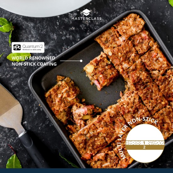 Kitchen Craft - Tepsi, négyzet alakú, acél, 23 x 23 cm, "MasterClass"