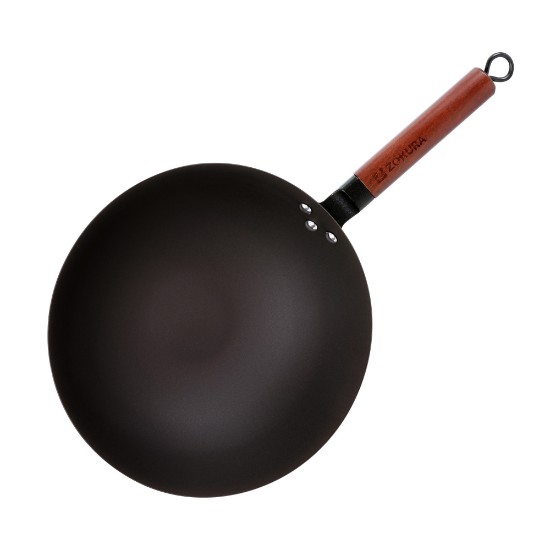 Wok serpenyő, szénacél, 30 cm - Zokura