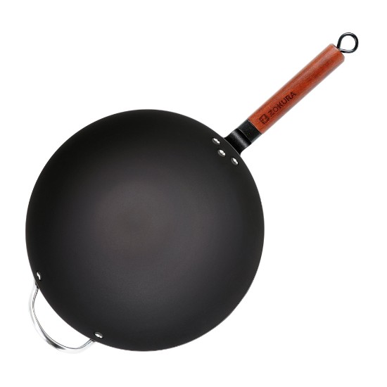 Wok serpenyő, szénacél, 32 cm - Zokura