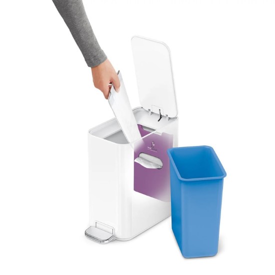 Pedálos szemetes, 5 L, rozsdamentes acél, Fehér  - simplehuman
