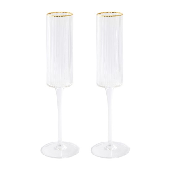 2 db pezsgőspohár készlet, üvegből, 200 ml, "Gold" - Easy Life