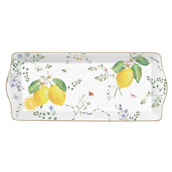 Tálalótálca, porcelán, 35 x 15 cm, "Fleurs et Citrons" - Easy Life