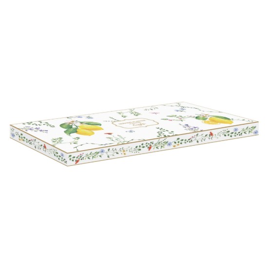 Tálalótálca, porcelán, 35 x 15 cm, "Fleurs et Citrons" - Easy Life