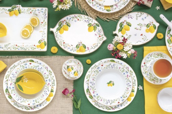 Tál, porcelán, 23 cm, "Fleurs et Citrons" - Easy Life