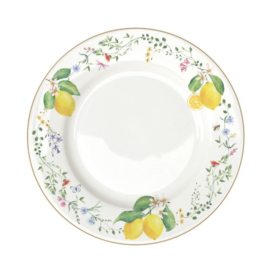 Lapos tál, porcelán, 26,5 cm, "Fleurs et Citrons" - Easy Life