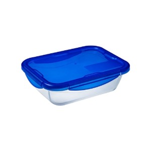 Téglalap alakú üveg ételtároló, légmentesen záródó fedéllel, hőálló üveg, 20x15cm/0.8L, "Cook&Go" - Pyrex