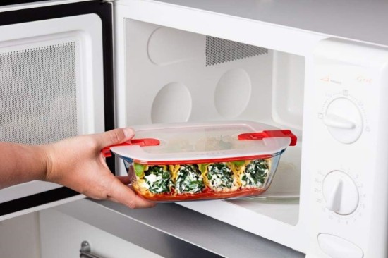 Téglalap alakú ételtároló, fedéllel, hőálló üveg, 23x15cm/1.2L, "Cook&Heat" - Pyrex