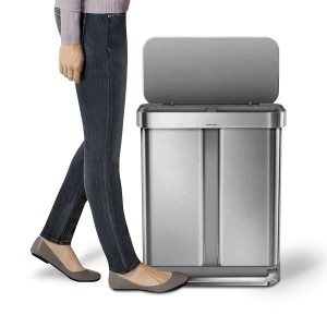 Pedálos szemetes, kétrekeszes, 58 l, rozsdamentes acél, szálcsiszolt felület - simplehuman