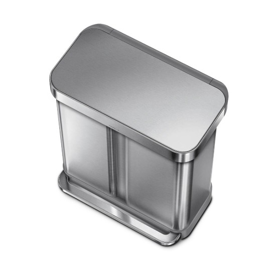 Pedálos szemetes, kétrekeszes, 58 l, rozsdamentes acél, szálcsiszolt felület - simplehuman